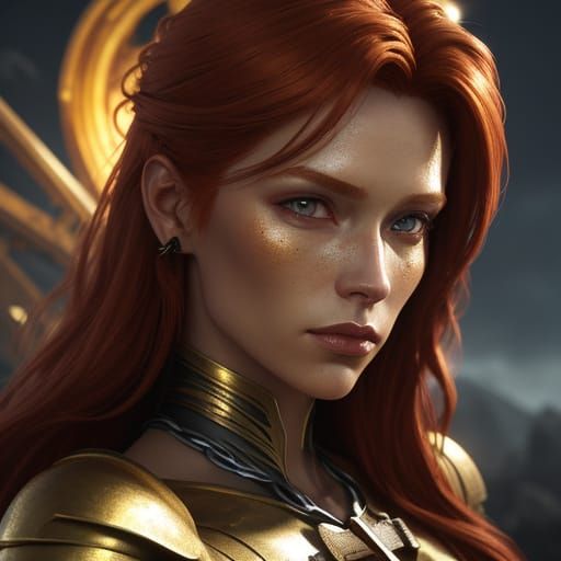 Redhead Woman in Oil Painting Style