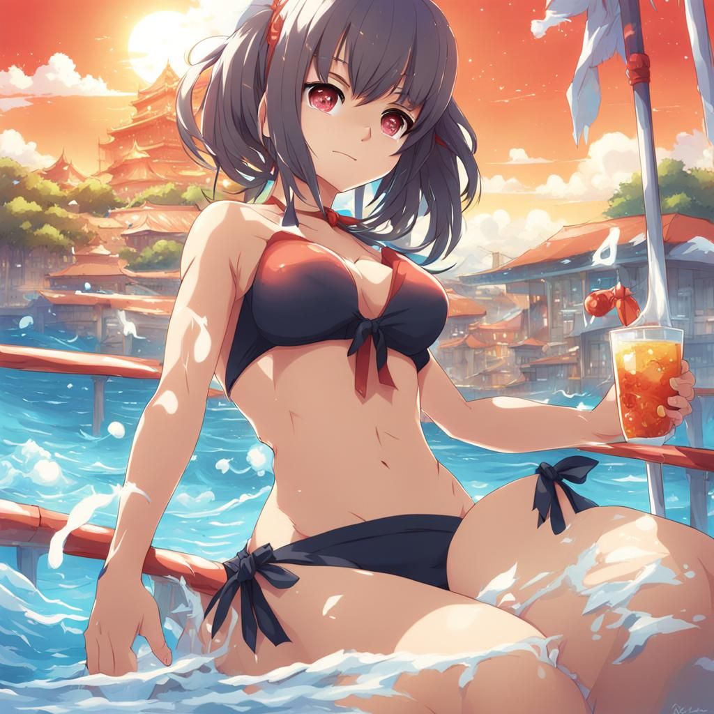Anime Girl in Bikini, Manga Key Visual Style