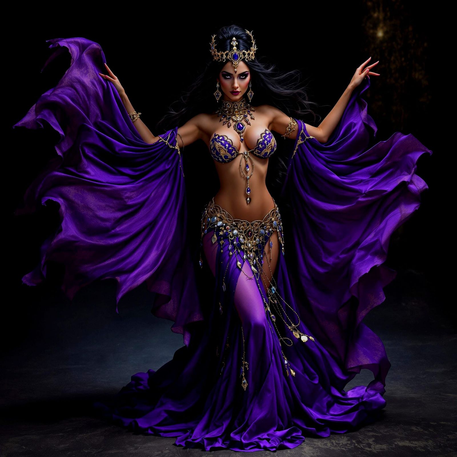 Purple Dark Fantasy Belly Dancer Art