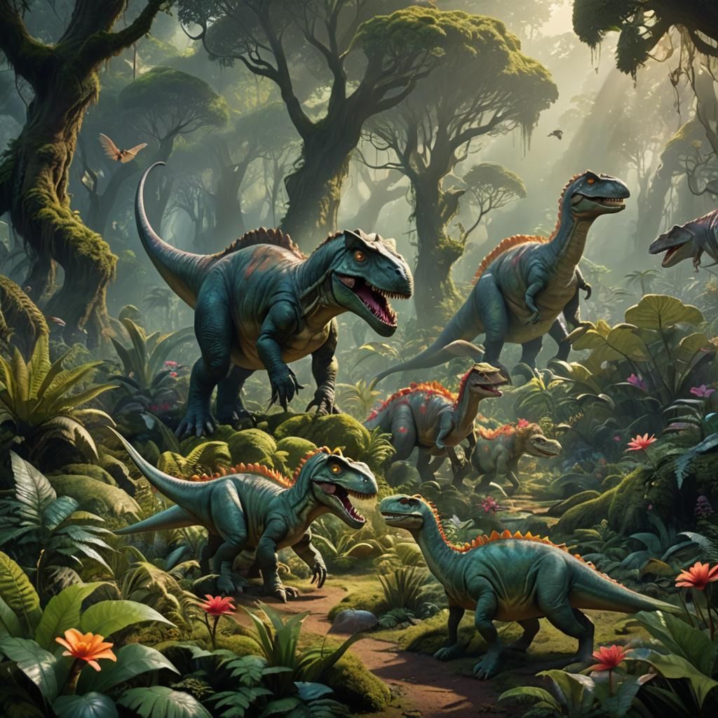 Surreal Prehistoric Dreamscape in Hyper-Realistic Style