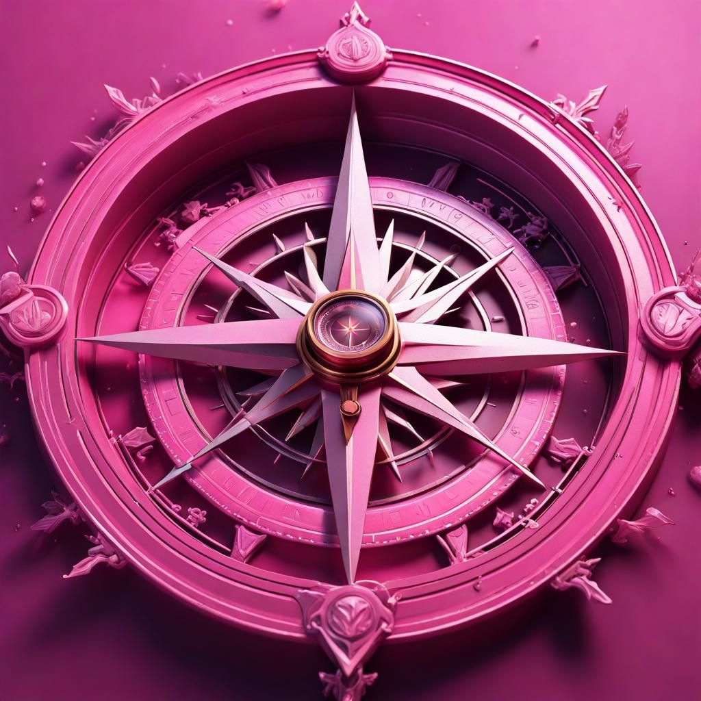 Detailed Pink Compass in Fantasy Art Style