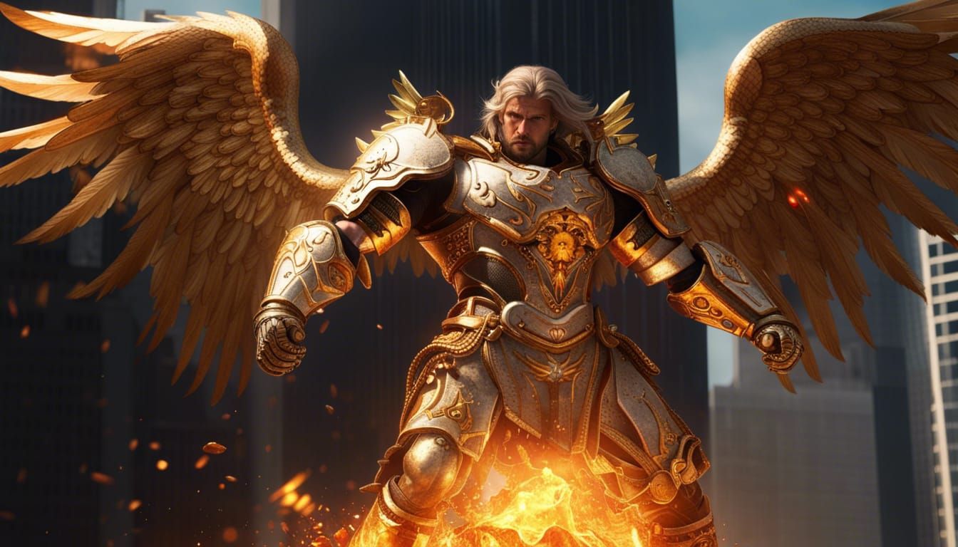 Majestic Archangel Michael in Apocalyptic Battle