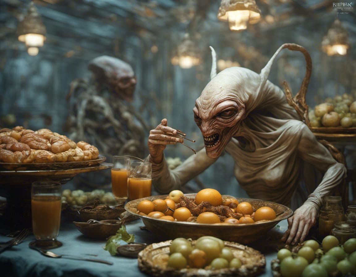 Dreamlike Alien Feast in Magical Realism