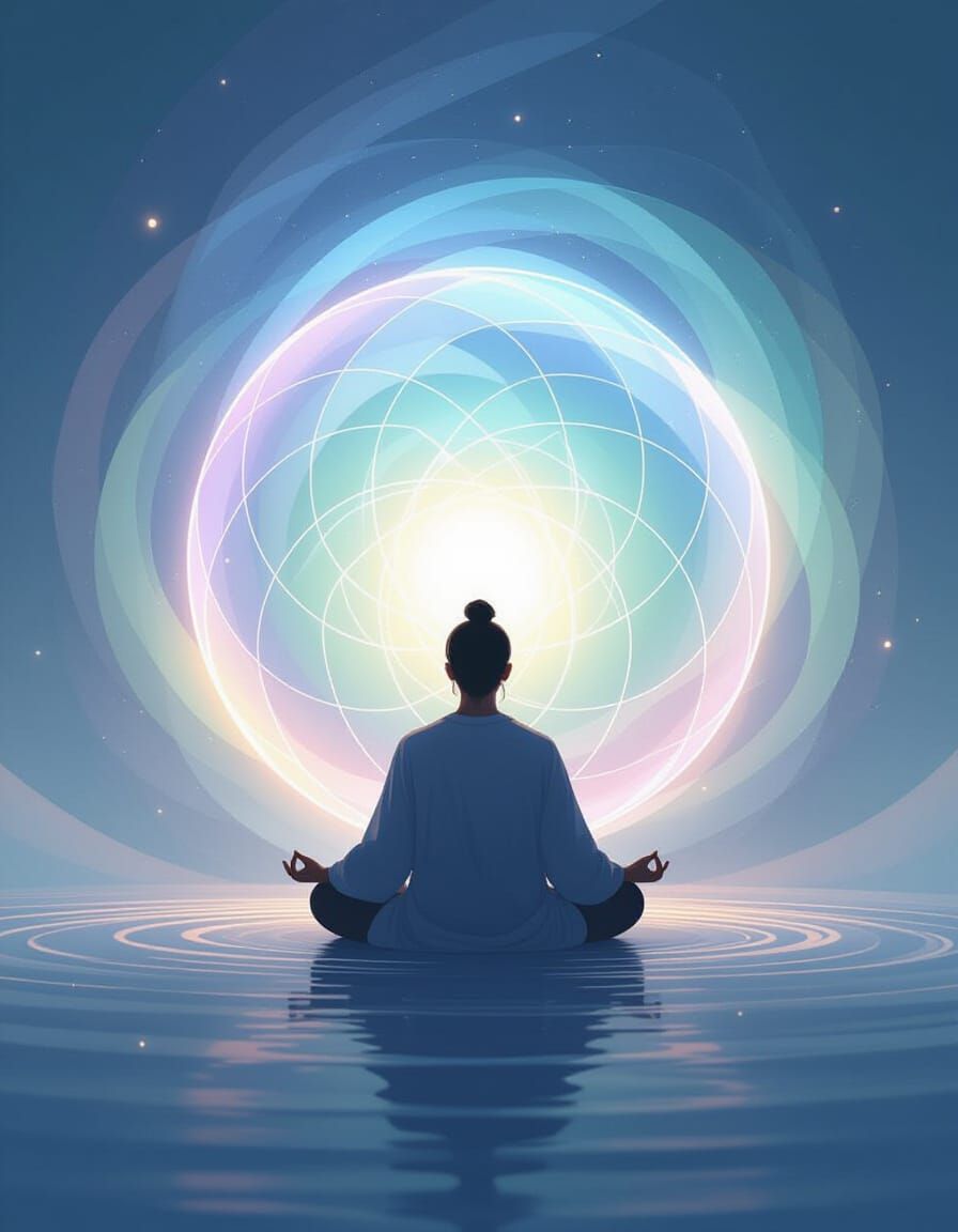 Meditative Character in Luminous Sphere