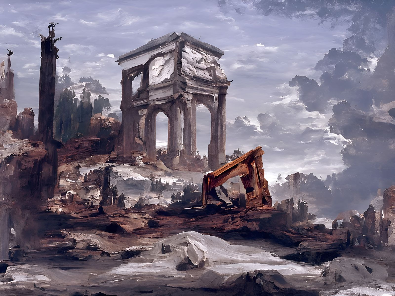 Ruined Marble Masterpiece Painting in Classical Style