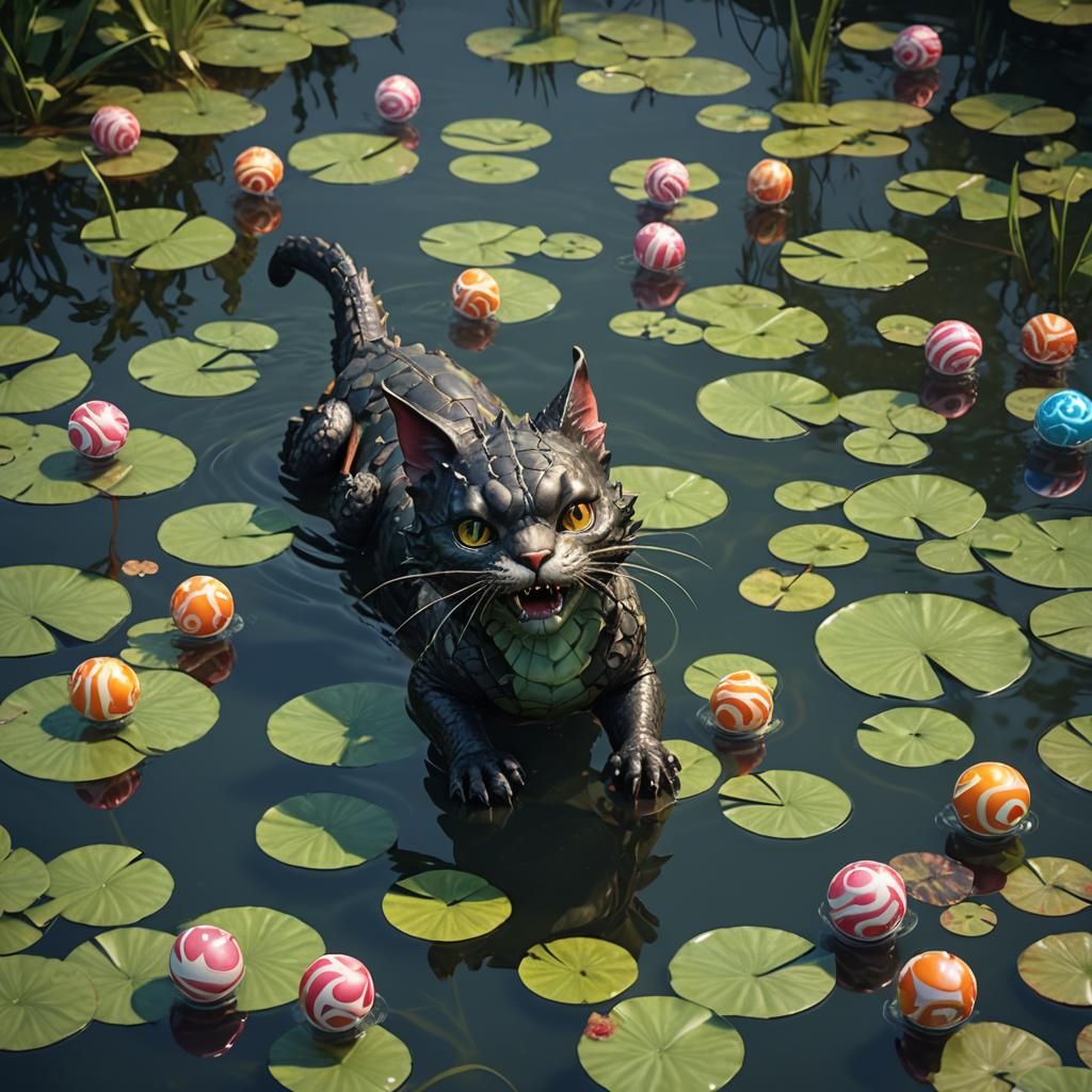 Hyper Realistic Dragon Cat Lollipop Island