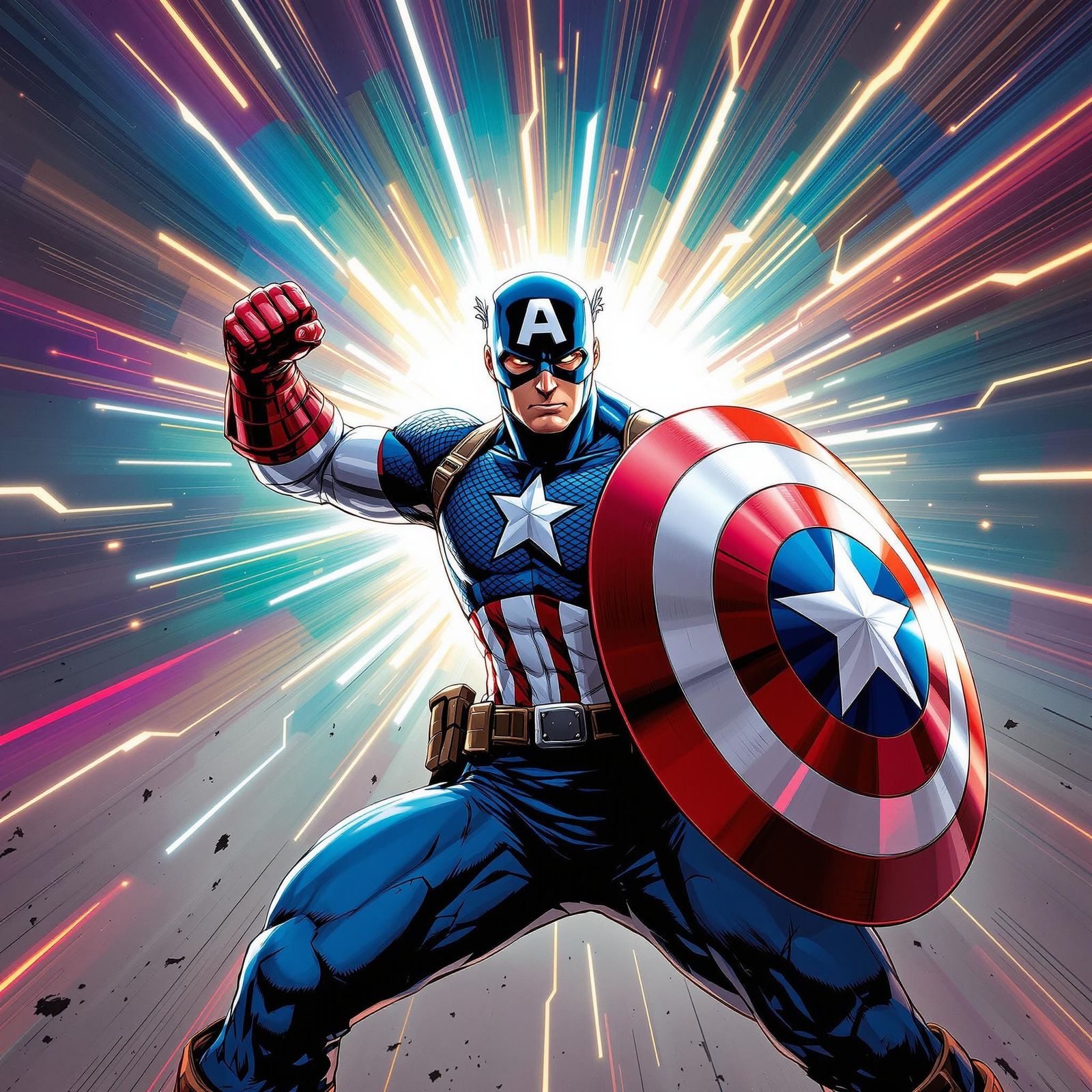 Superhero Captain America in Epic Comic Book Style