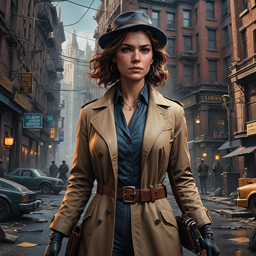 Detailed Matte Painting of Female Detective
