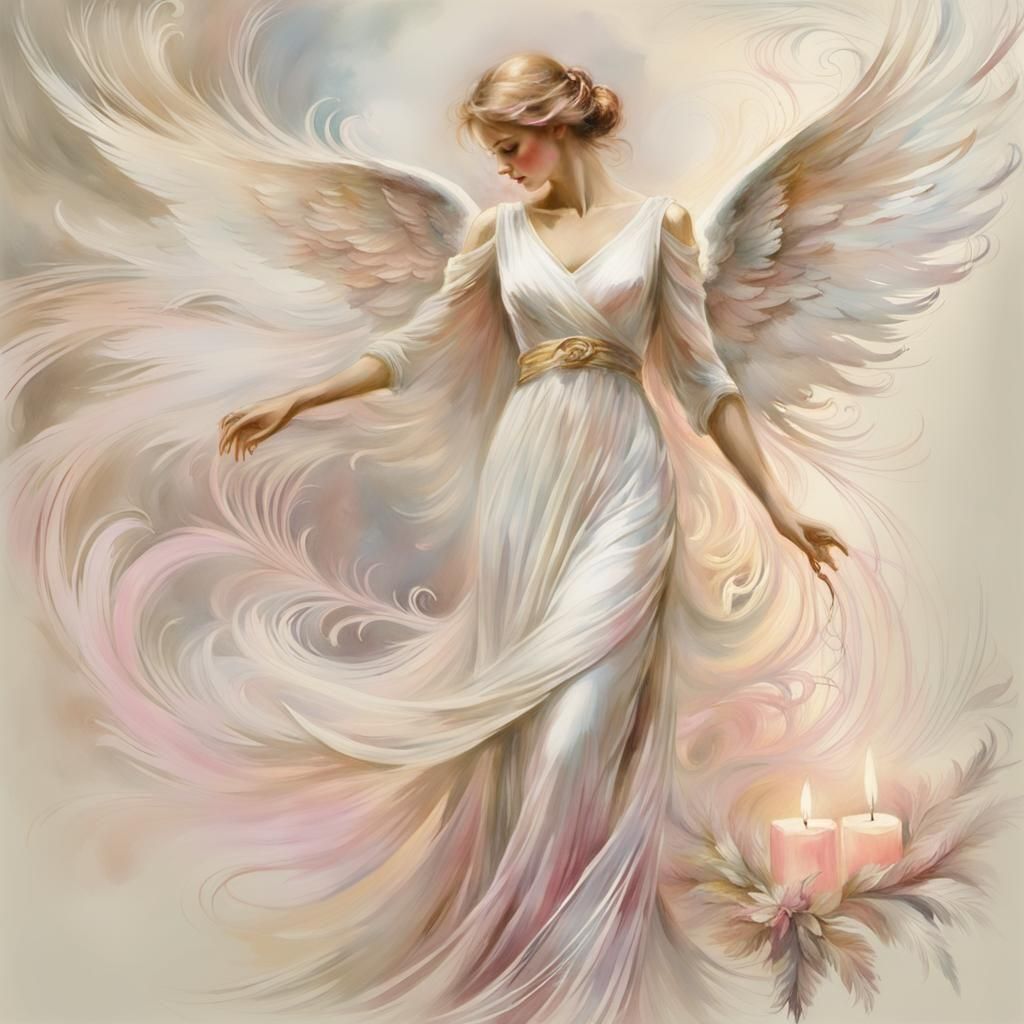 Guardian Angel in Watercolor Style