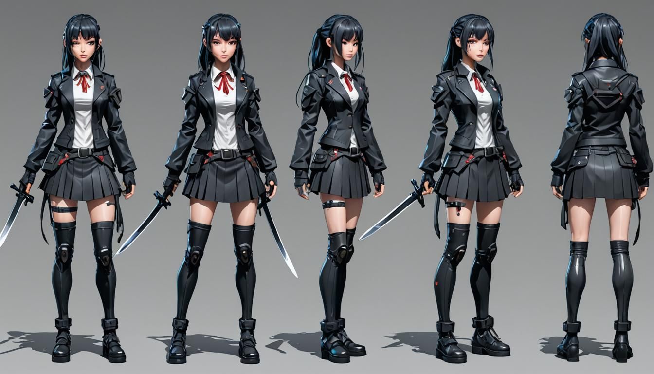 Cyberpunk Anime Schoolgirl Concept Art
