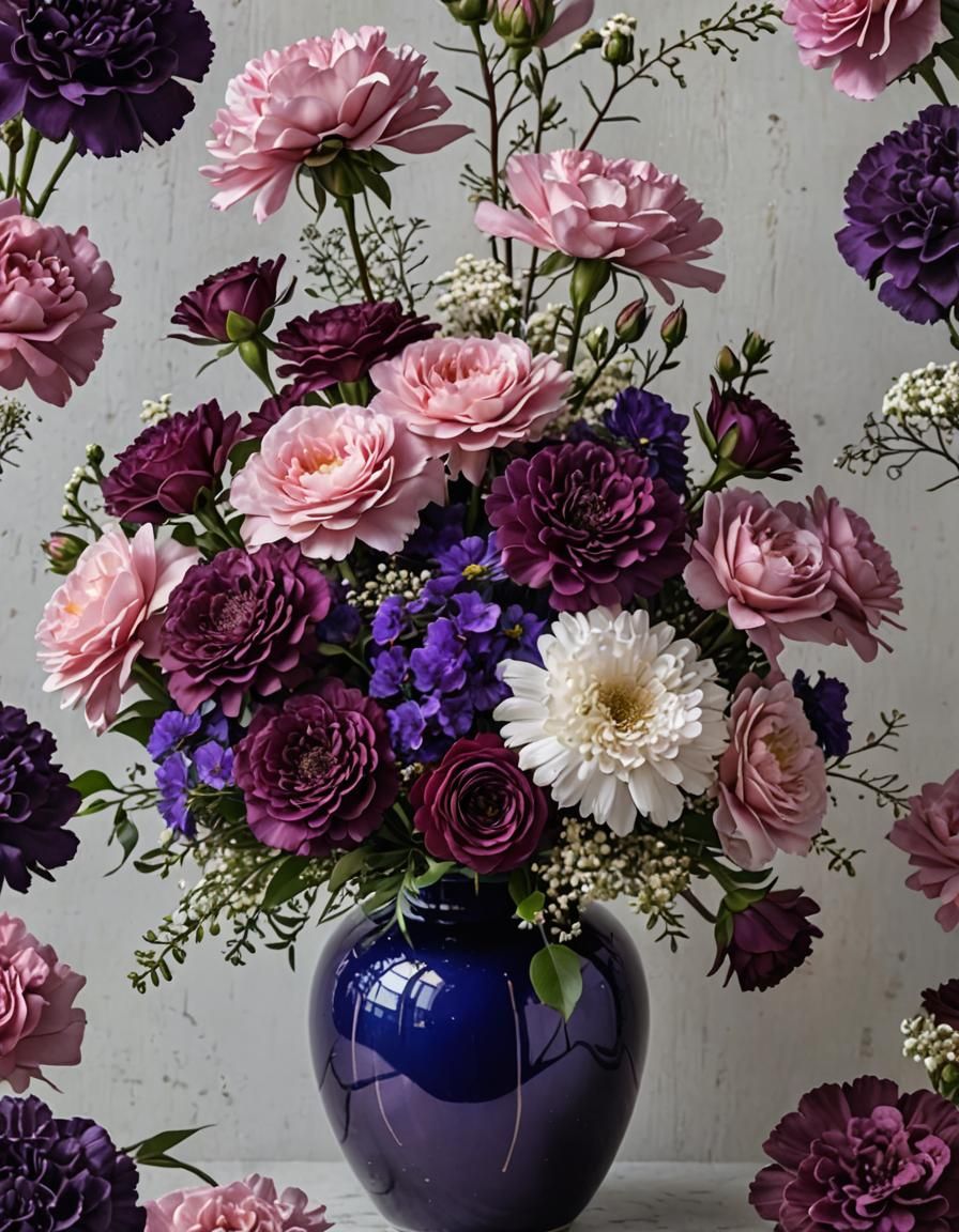 Floral Arrangement with Carnations and Roses