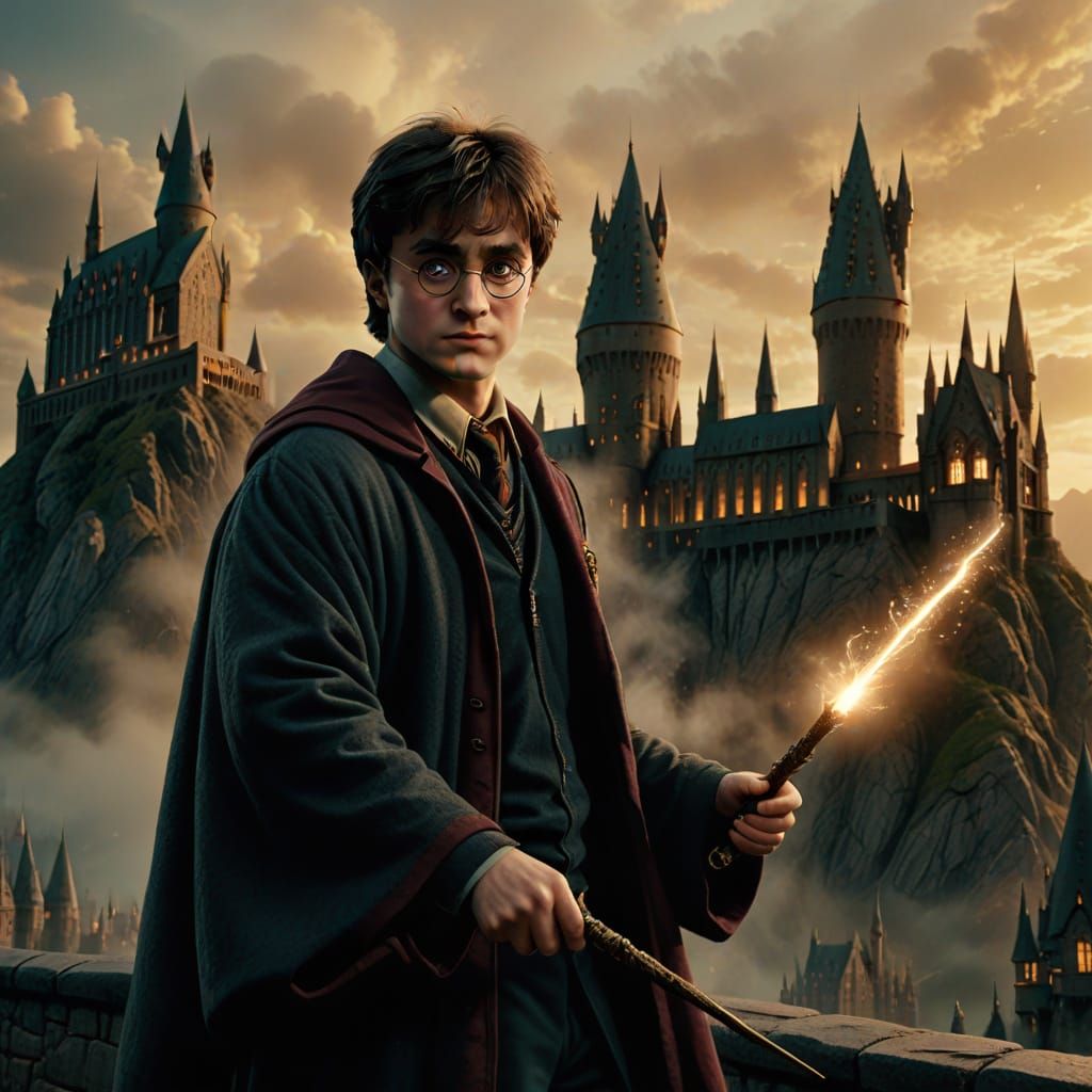 Harry Potter Movie Poster: Cinematic Golden Hogwarts