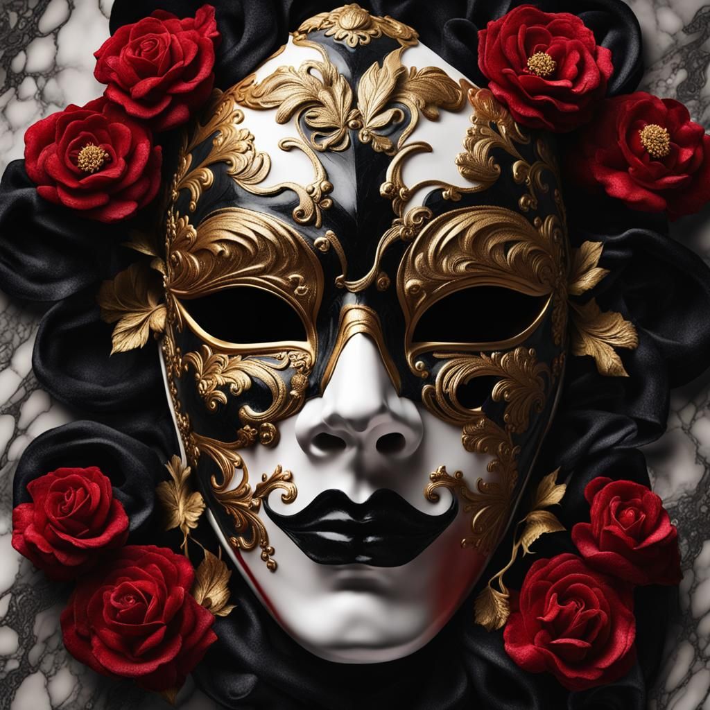 Sinister Venice Mask Close-Up in Detailed Marble