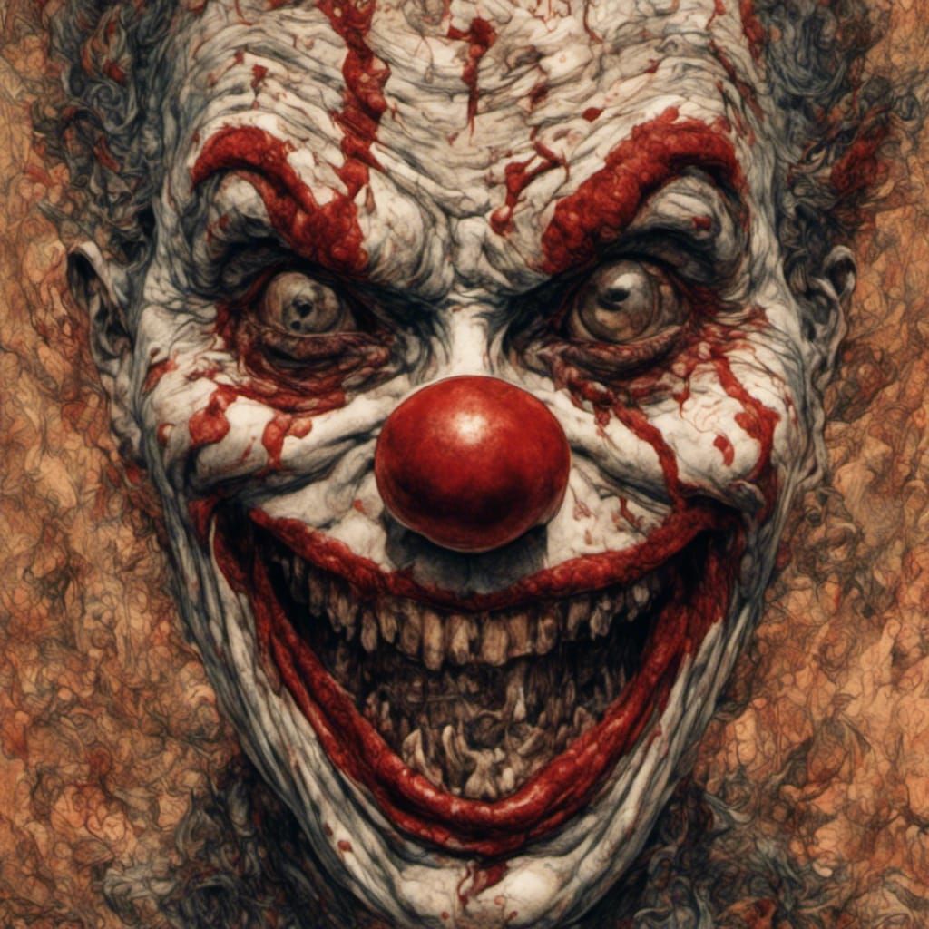 Terrifying Clown with Needle Teeth and Compound Eyes