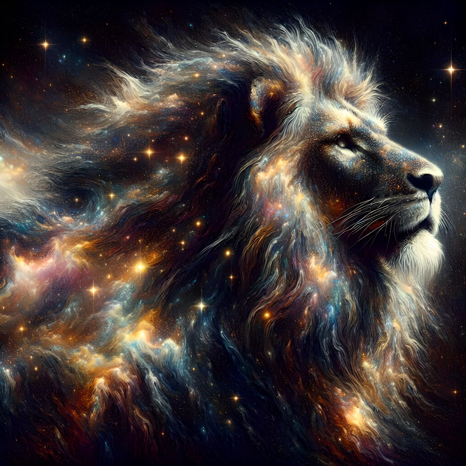Lion Constellation in Impressionistic Galaxy