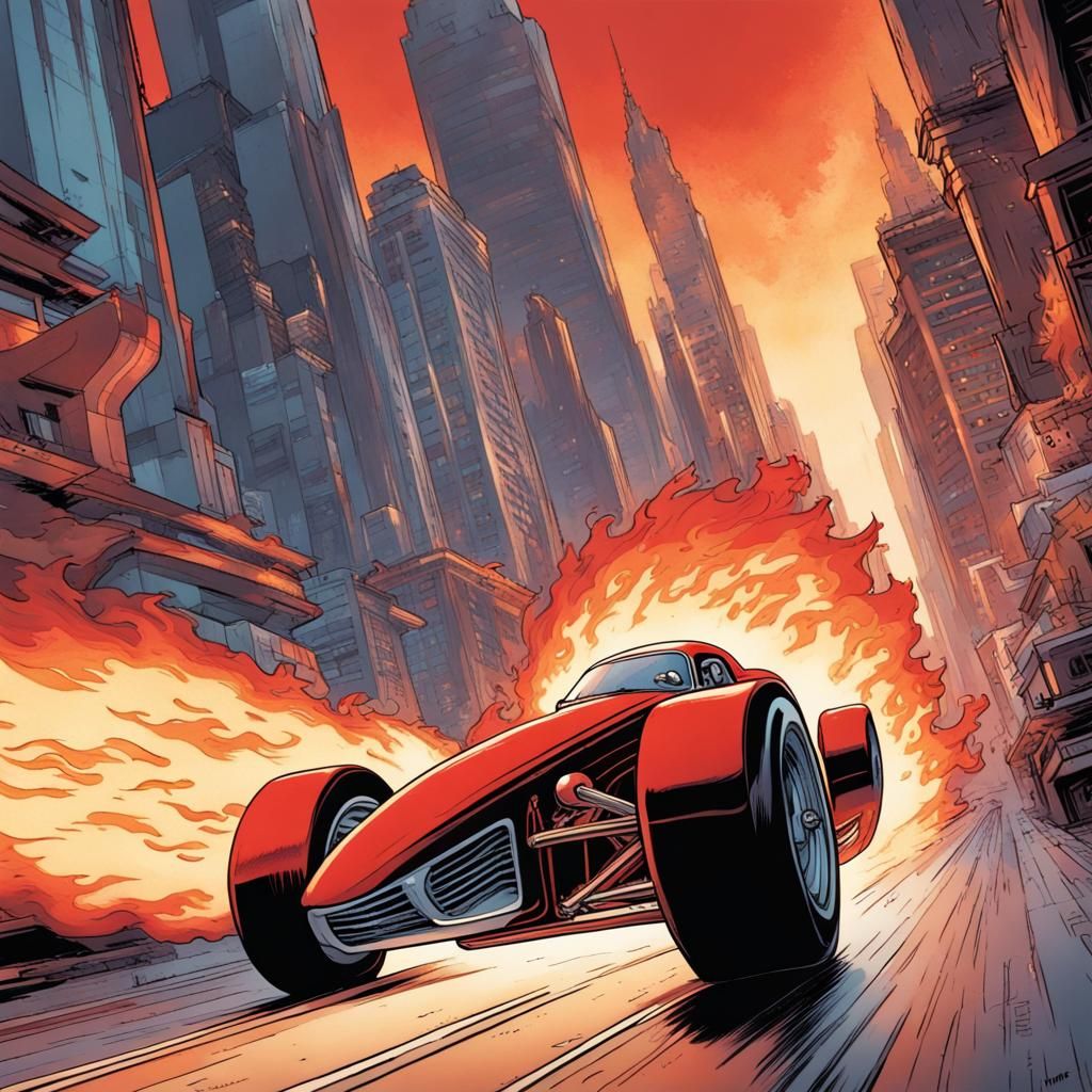 Futuristic Dragster Comic Book Art