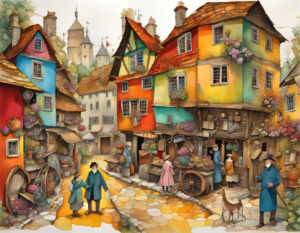 Pirate Ship Sunset Collage in Mixed Media Style