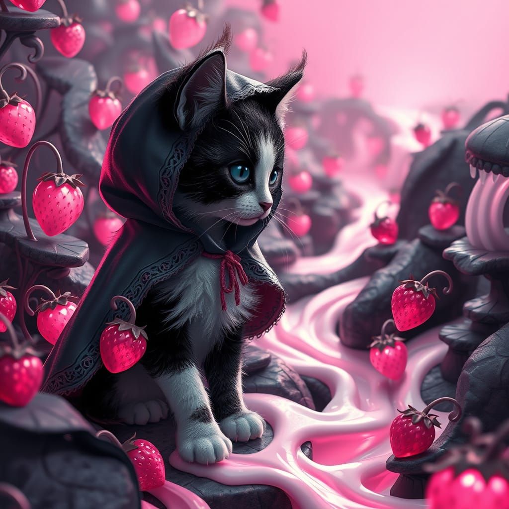 Ethereal Kitten in a Futuristic Garden