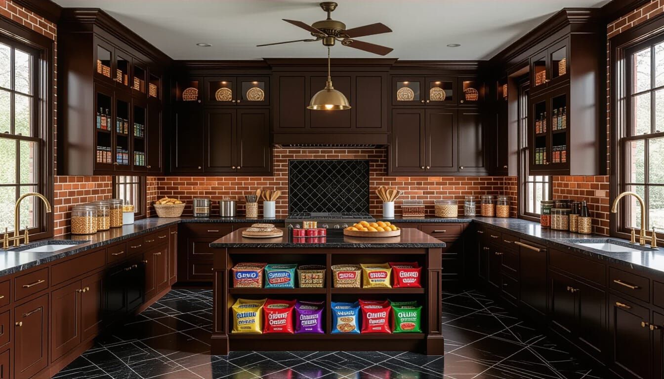 Victorian Storage Room with Richly Laden Island