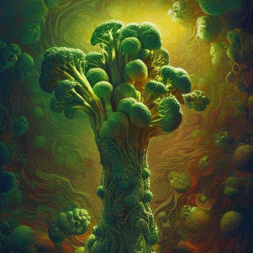 Broccoli Dogs: Intricate Digital Illustration in Lovecraftia...