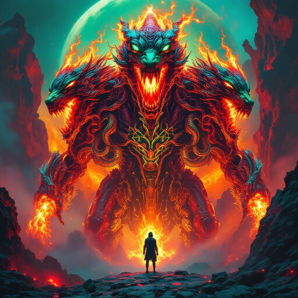 Cyborg Dragon in Alien Landscape