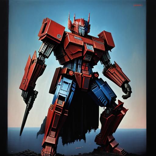 Optimus Prime in Dark Sci-Fi Style