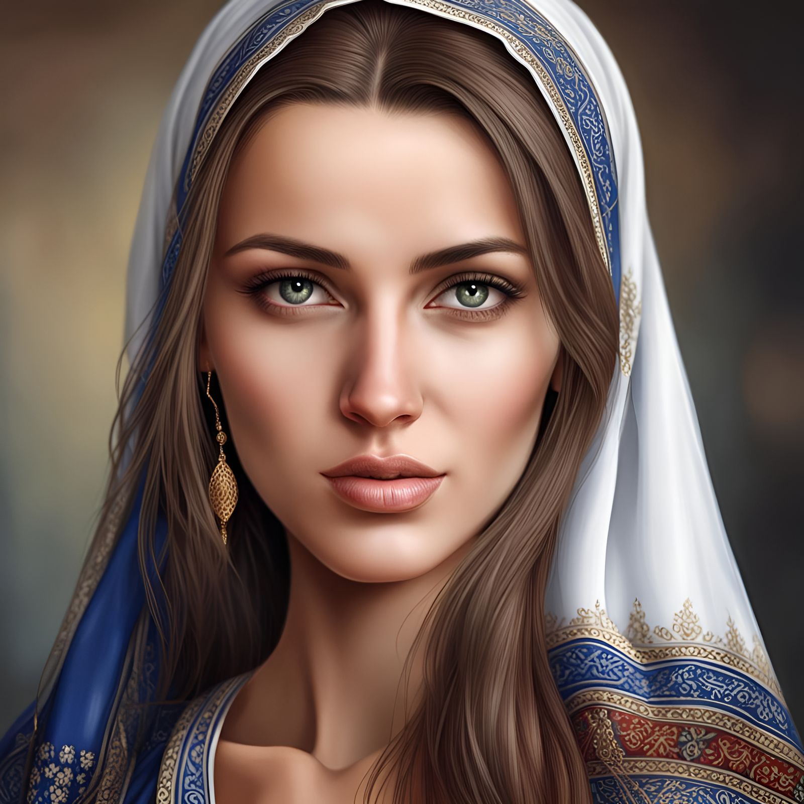 Realistic Portrait of a Beautiful Bosnian Woman
