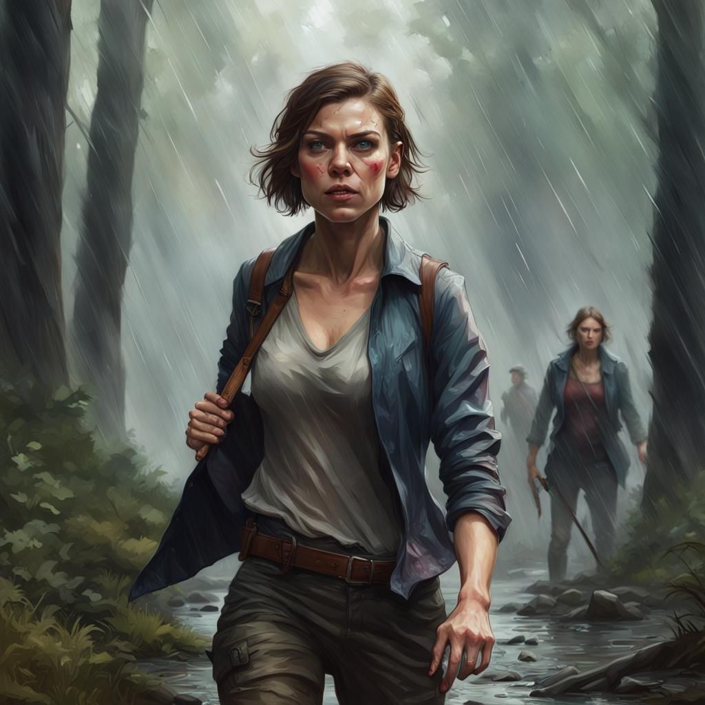 Zombie Hunter Portrait in Hyperdetailed Splash Art Style