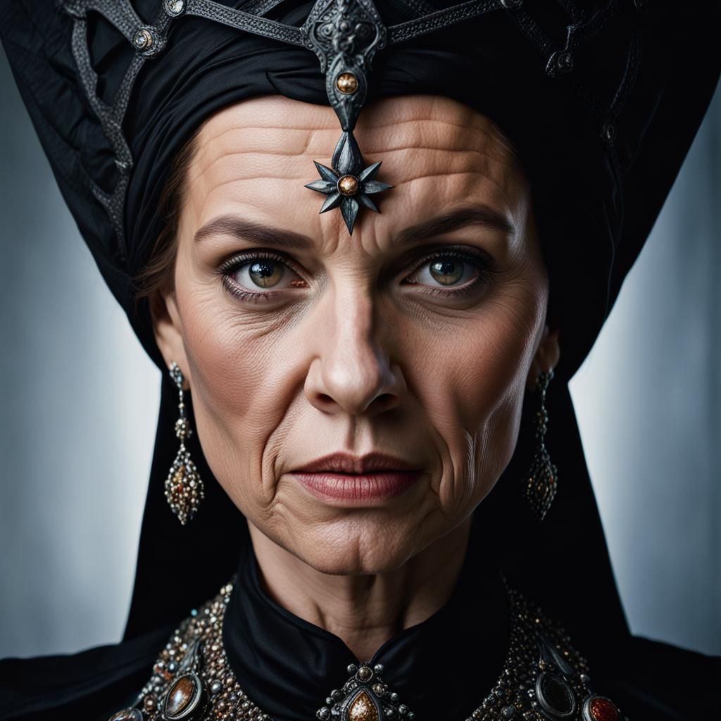 Dark Witch Queen Portrait in Studio Lighting