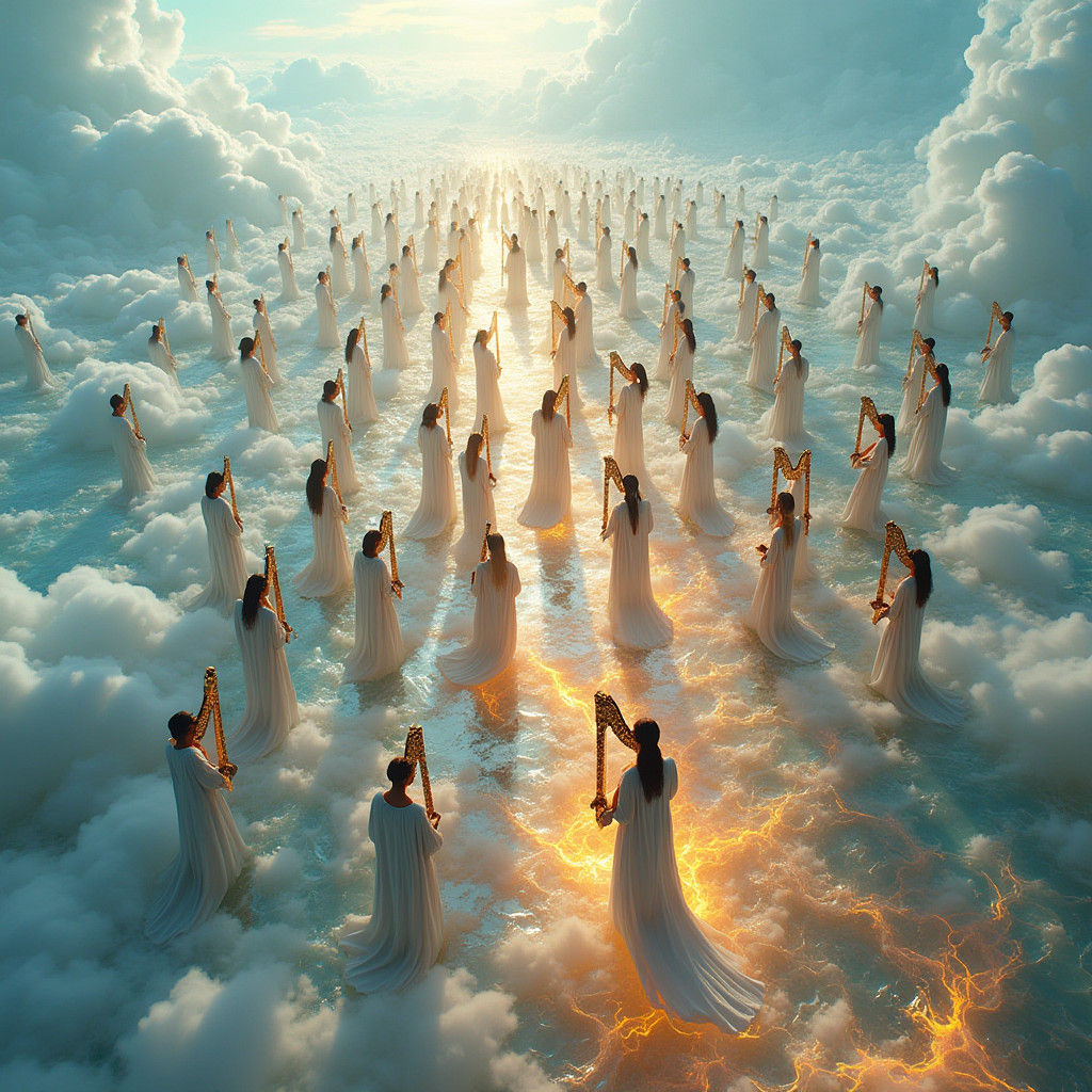 Crystalline Sea Above Clouds: Dreamlike Harps