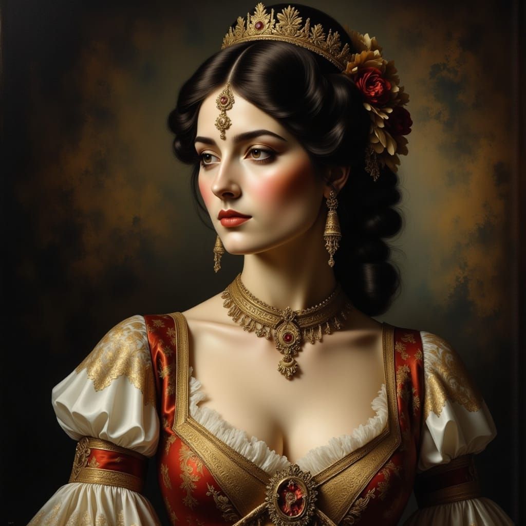 Victorian Woman Portrait in Impasto Oil Style