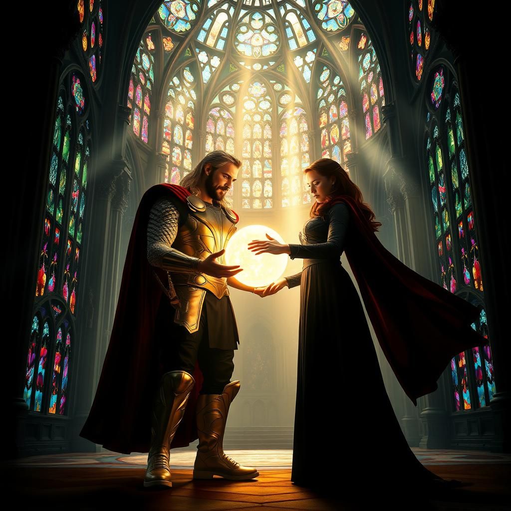 Stained Glass Castle Orb: Cinematic Digital Art