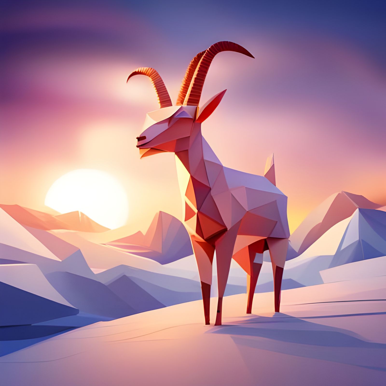 Origami Goat Papercraft in 8K Resolution