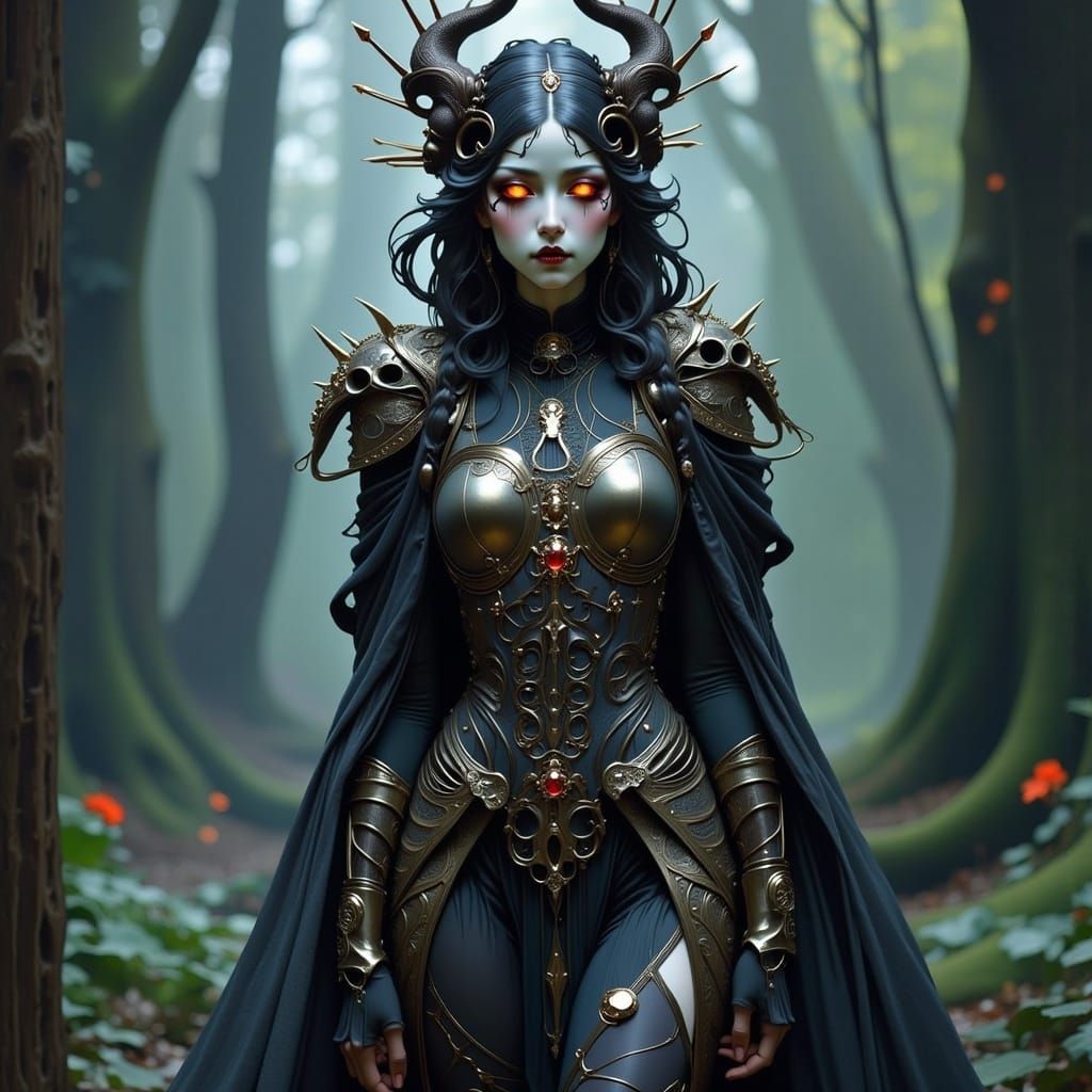 Crimson Eyed Reaper: Death in Art Nouveau Style