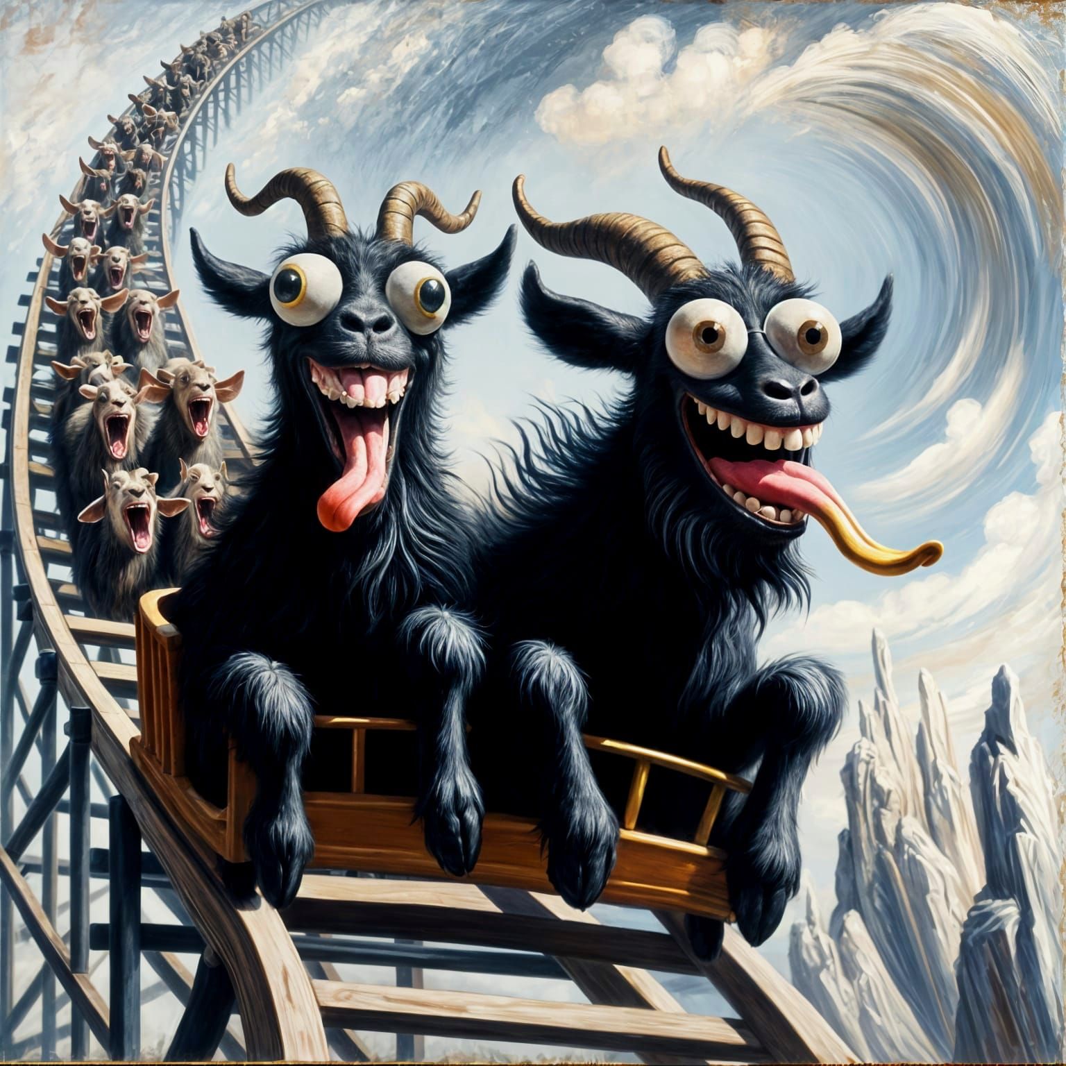 Goofy Goats on a Roller Coaster Ride