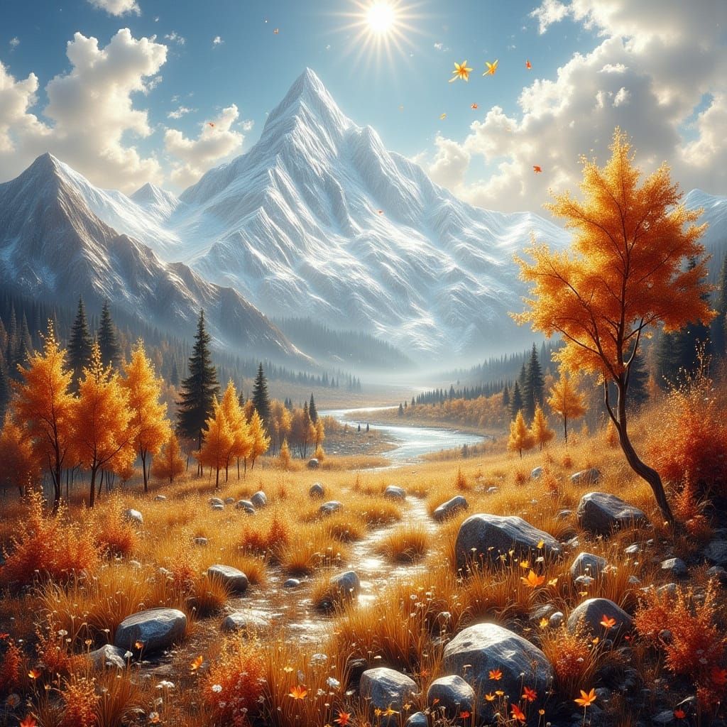 Vibrant Autumn Landscape Transformation with Wildlife