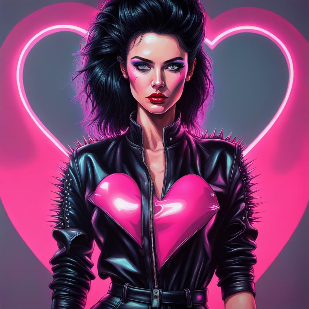 English Woman in 1980s Retrowave Synthwave Style