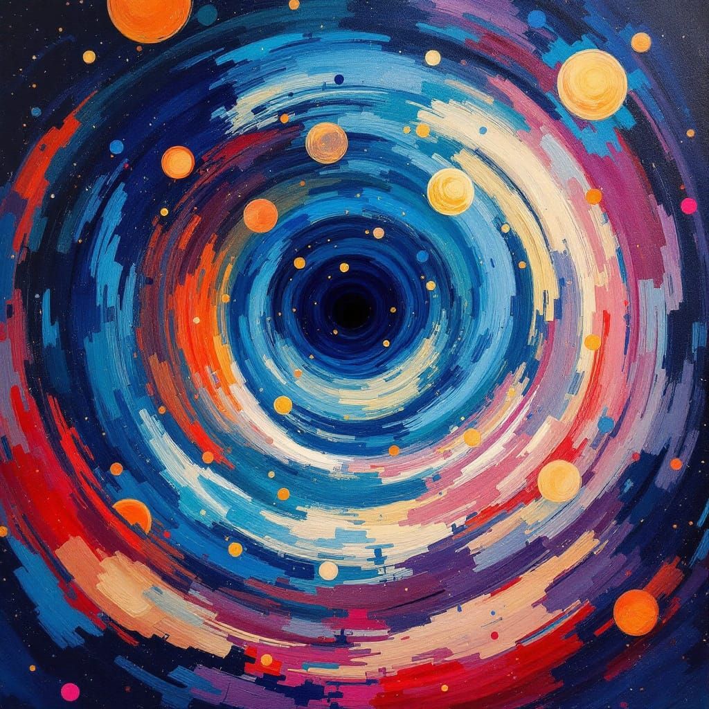 Van Gogh Style Swirling Spiral Scene in Oils