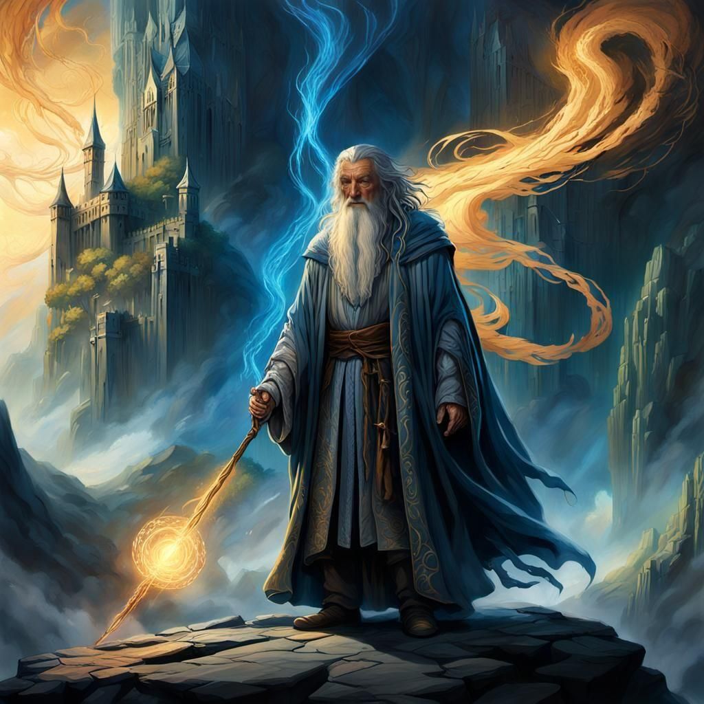 Gandalf Front View: Detailed Matte Painting