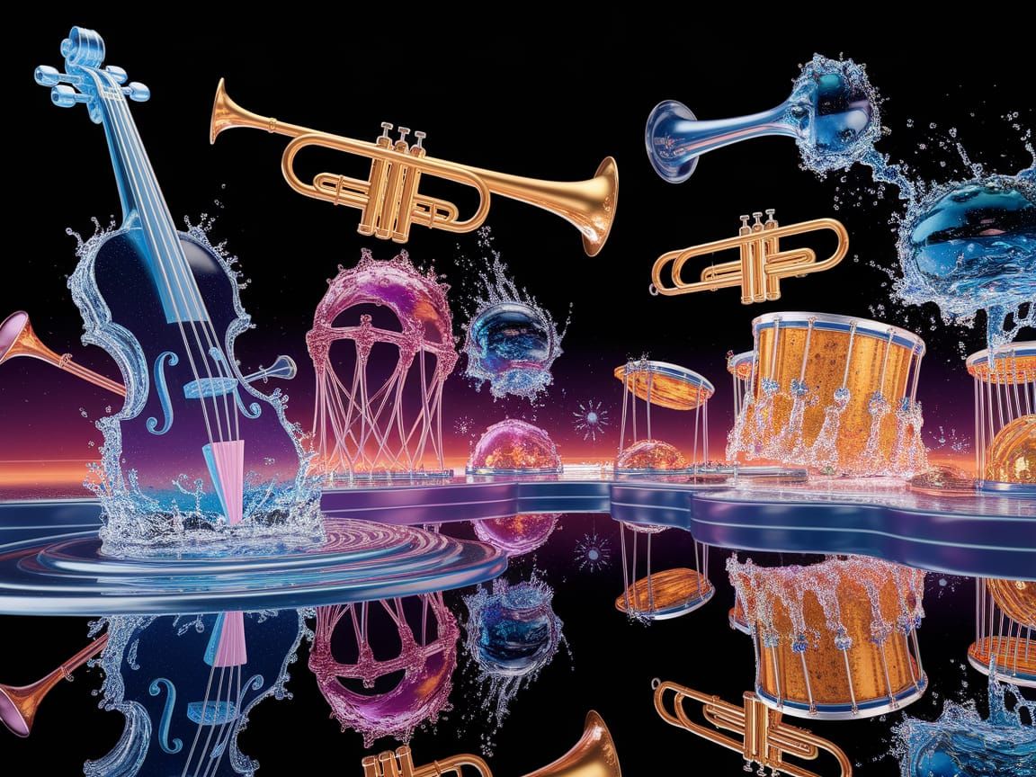 Surreal Liquid Orchestra in Vivid Fantasy Style