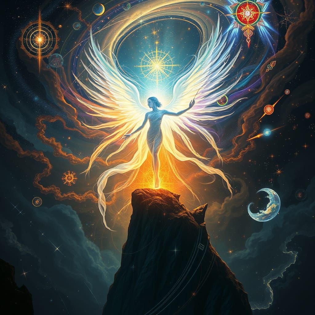 Celestial Being Painting a Masterpiece in Cosmic Style