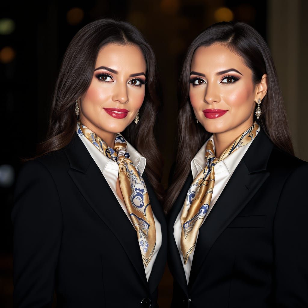 Elegant Businesswomen in Tailored Skirt Suits