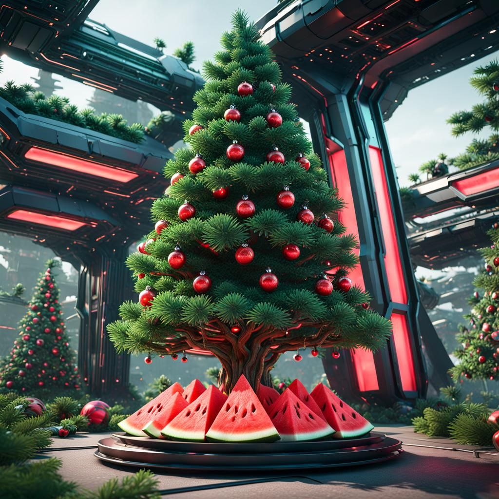 Futuristic Christmas Tree with Palestinian Theme