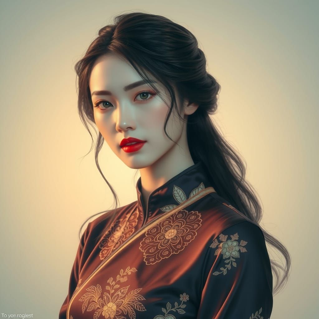 Ethereal Chinese Beauty in Art Nouveau Style