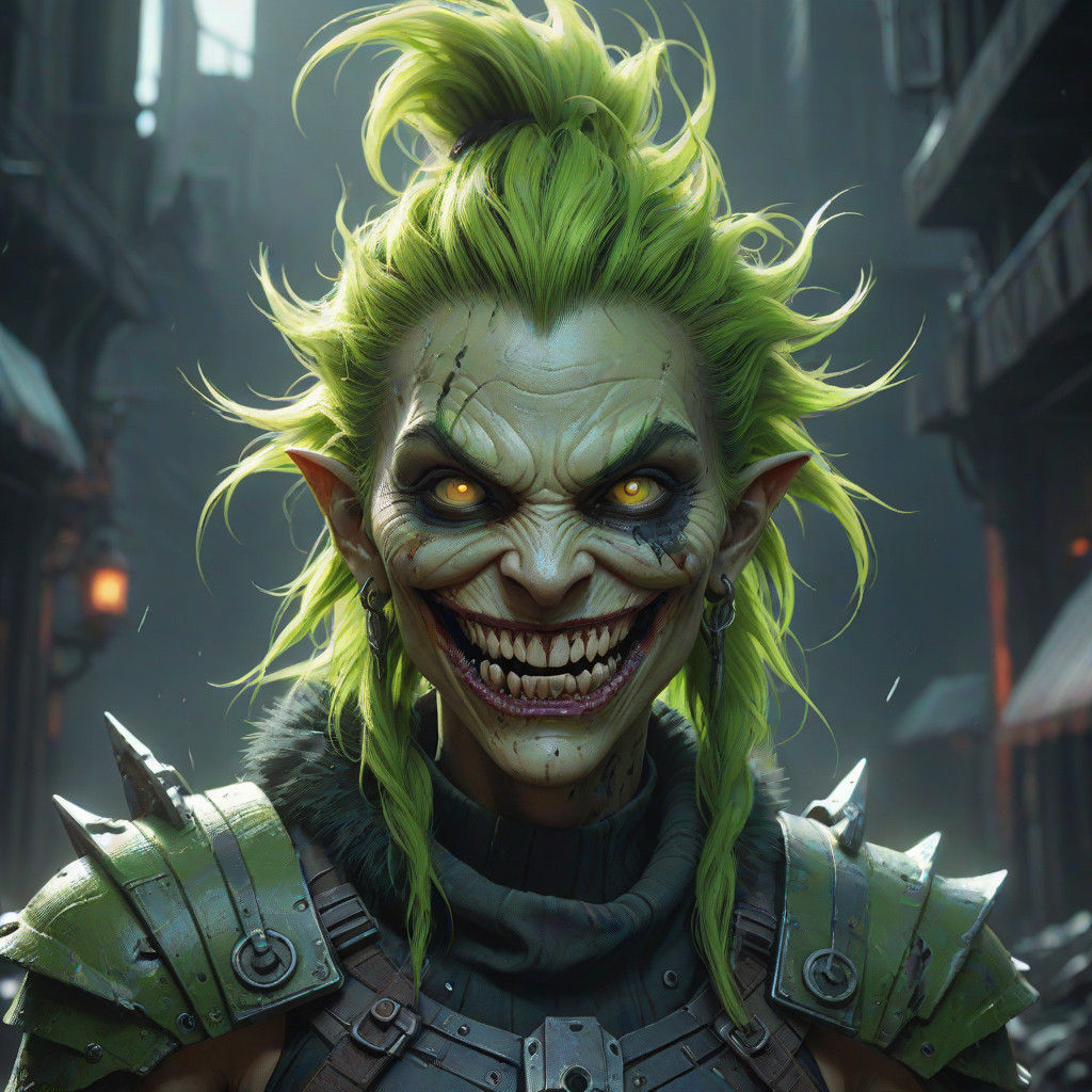 Dark Goth Grinch Lady Portrait: A Masterpiece of Hyper-Reali...