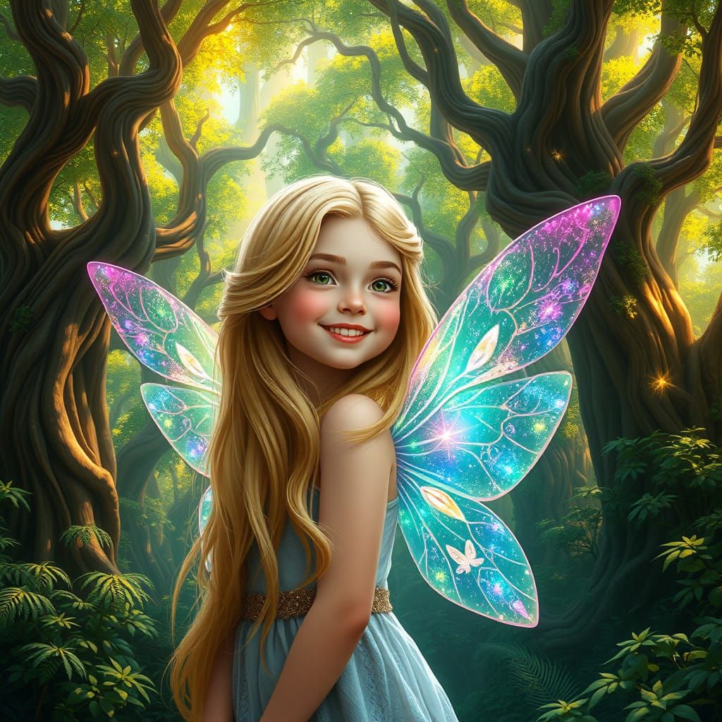 Ethereal Fairy Girl in Vibrant Fantasy Landscape