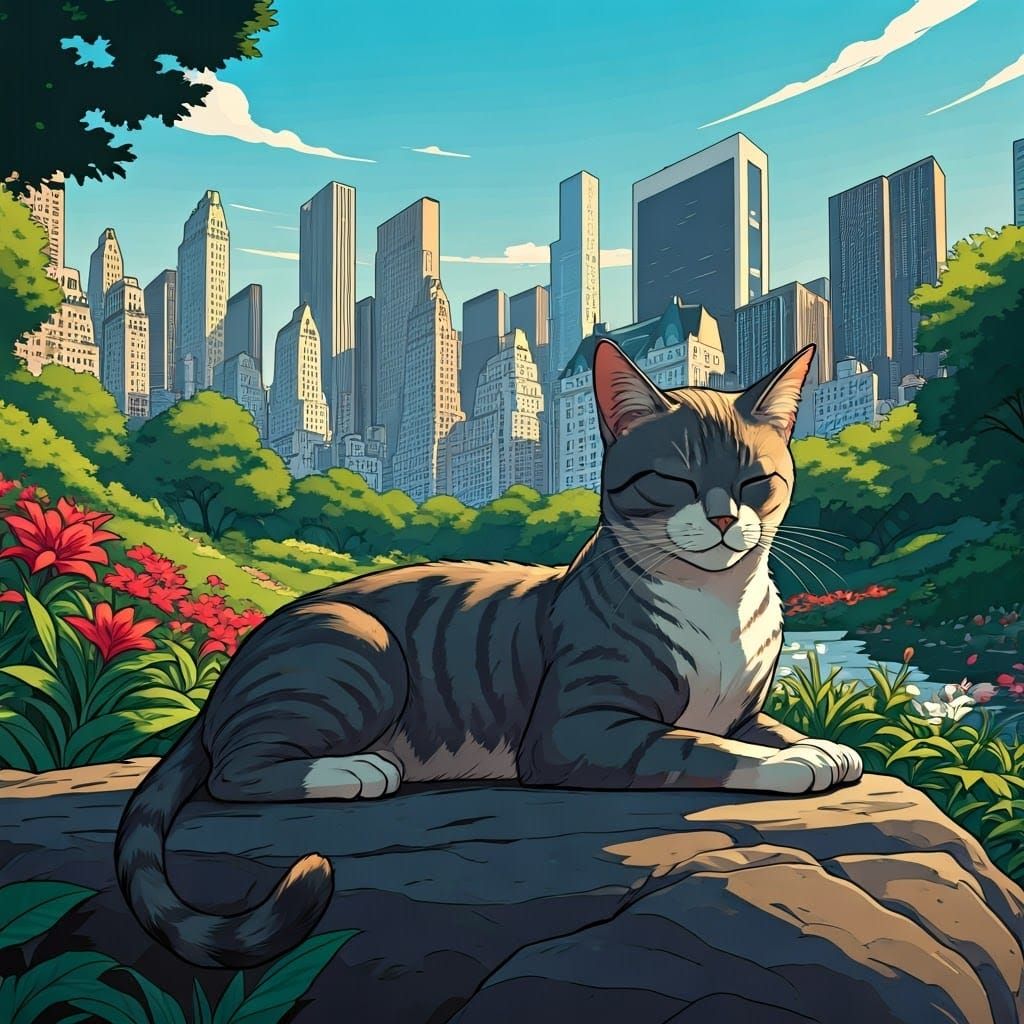 Cat Nap in Central Park: Comic Book Art