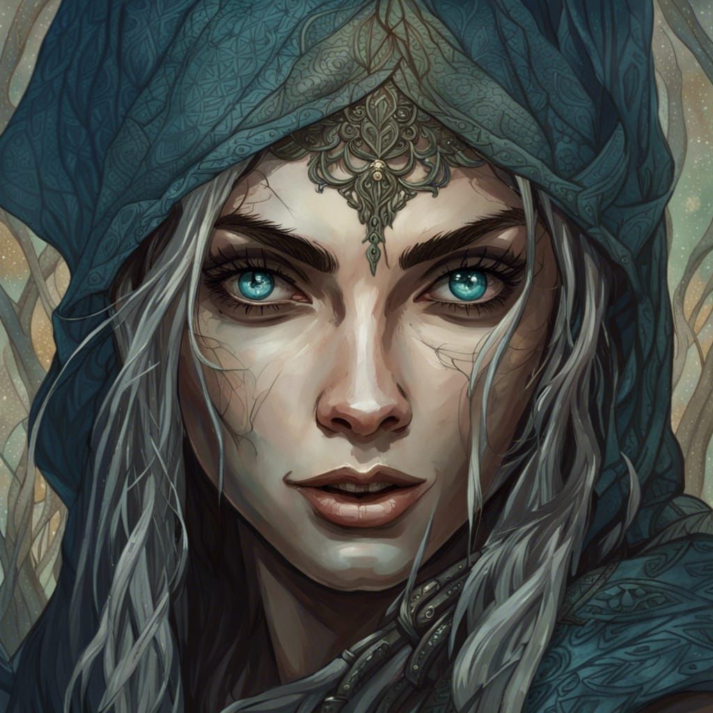 Detailed Portrait of a Female Elven Rogue