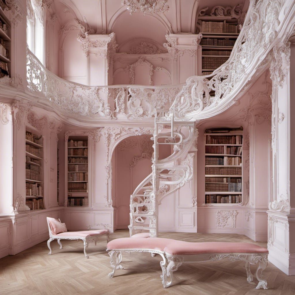 Rococo Library in Pink and White