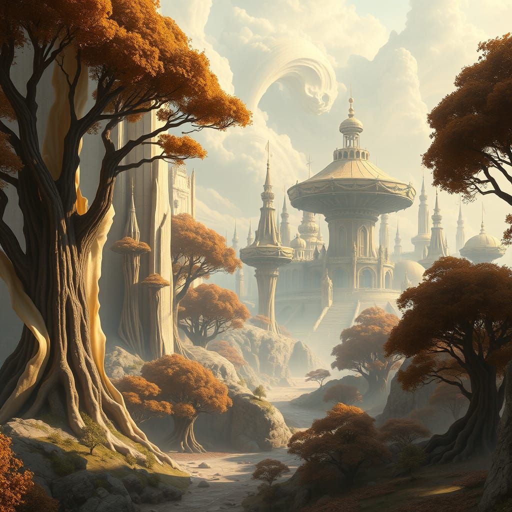 Fantasy Realm of Swirling Scents in a Matte Painting Style